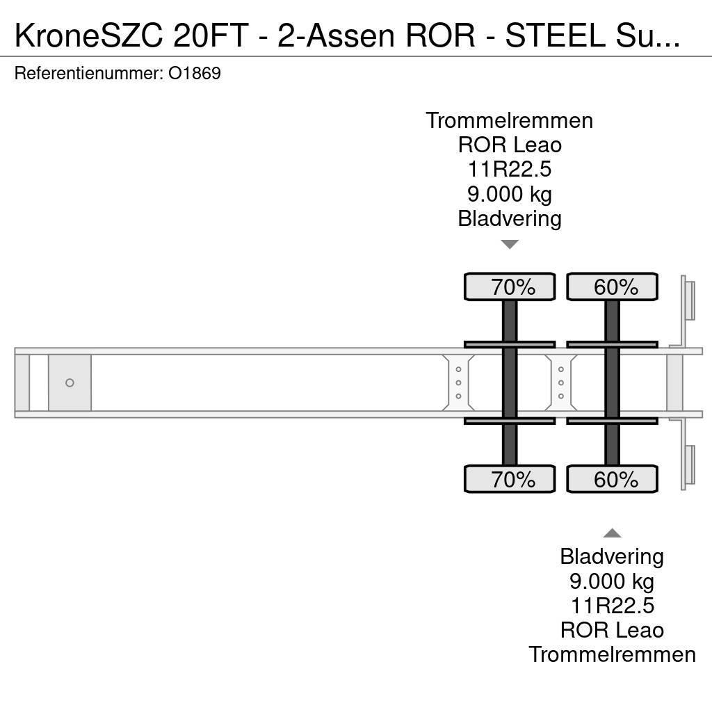 Krone SZC 20FT - 2-Assen ROR - STEEL Suspension - DOUBLE Containerframe semi-trailers