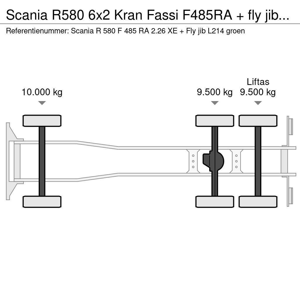Scania R580 6x2 Kran Fassi F485RA + fly jib Euro 6 автокрани