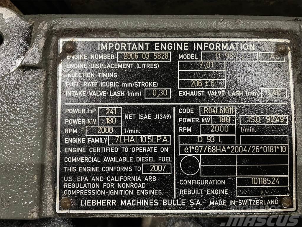 Liebherr D934L A6 motor ex. Liebherr HS835HD kran Двигуни