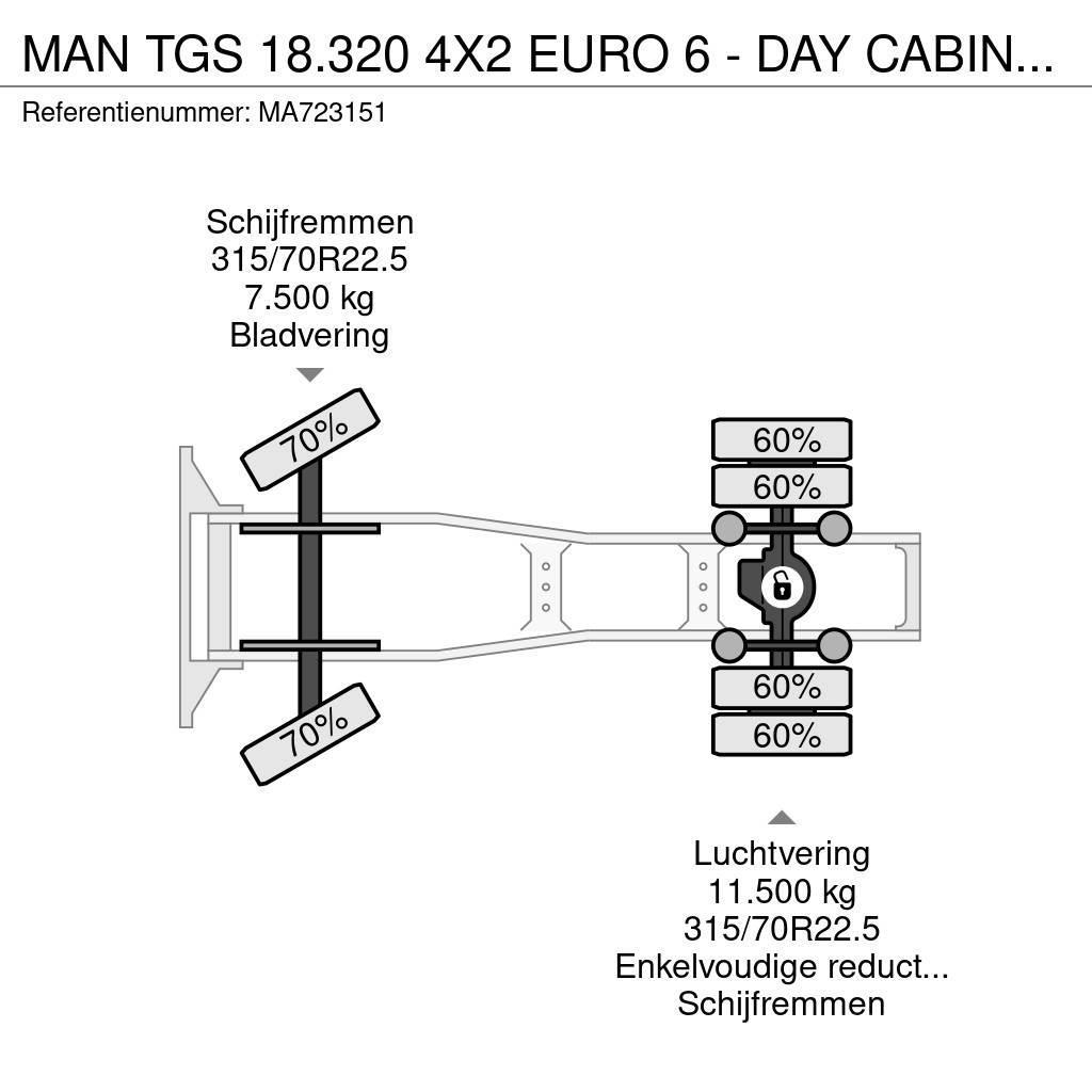 MAN TGS 18.320 4X2 EURO 6 - DAY CABINE - 334.179 KM Tractor Units