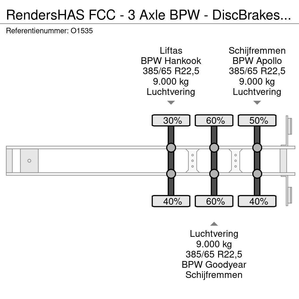 Renders HAS FCC - 3 Axle BPW - DiscBrakes - LiftAxle - Sli Containerframe semi-trailers