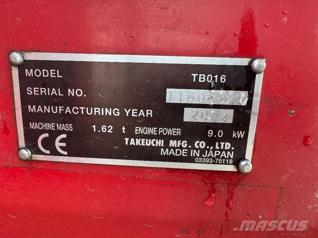 Takeuchi TB 016 Міні-екскаватори < 7т