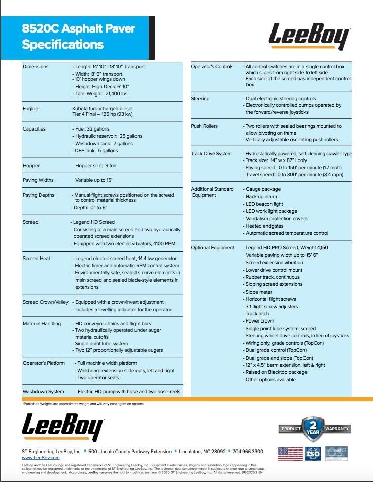 LeeBoy 8520 C Асфальтовкладачі