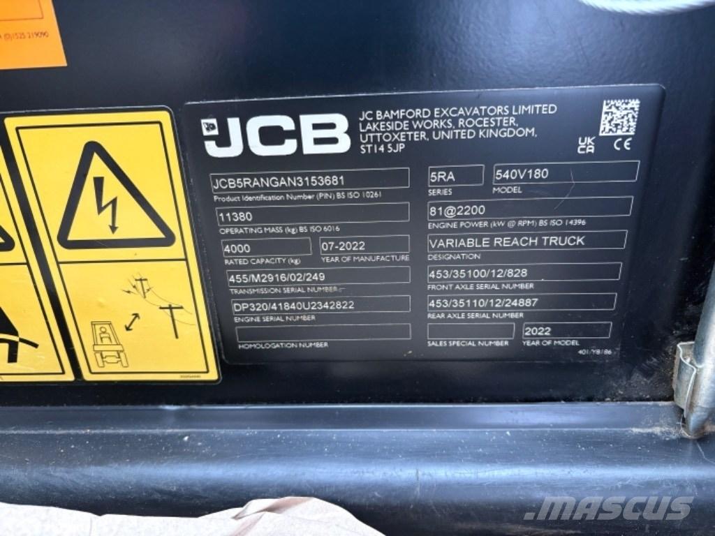 JCB 540-180 Телескопічні навантажувачі