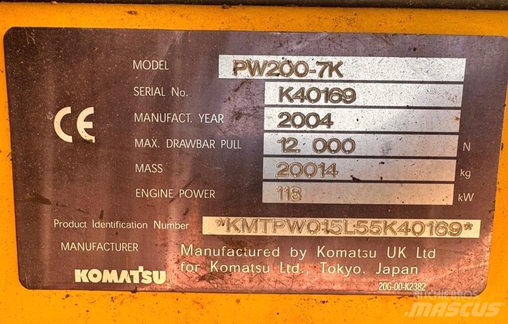 Komatsu PW 200-7K Колісні екскаватори