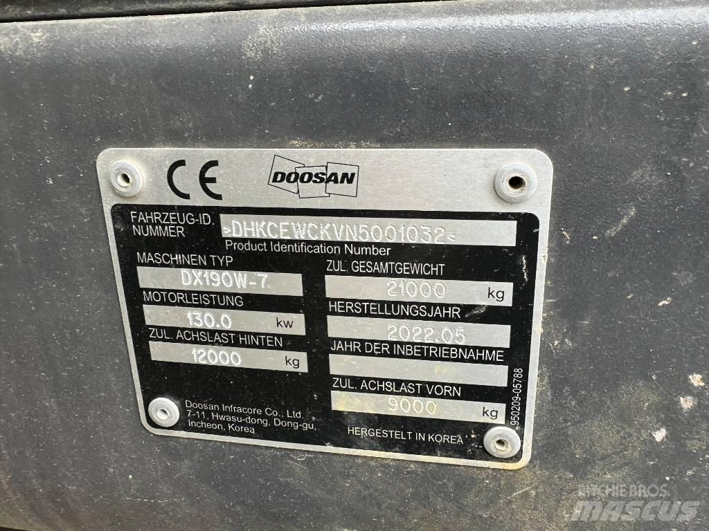 Doosan DX 190 W-7 Колісні екскаватори