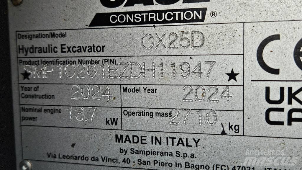 CASE CX25D Міні-екскаватори < 7т