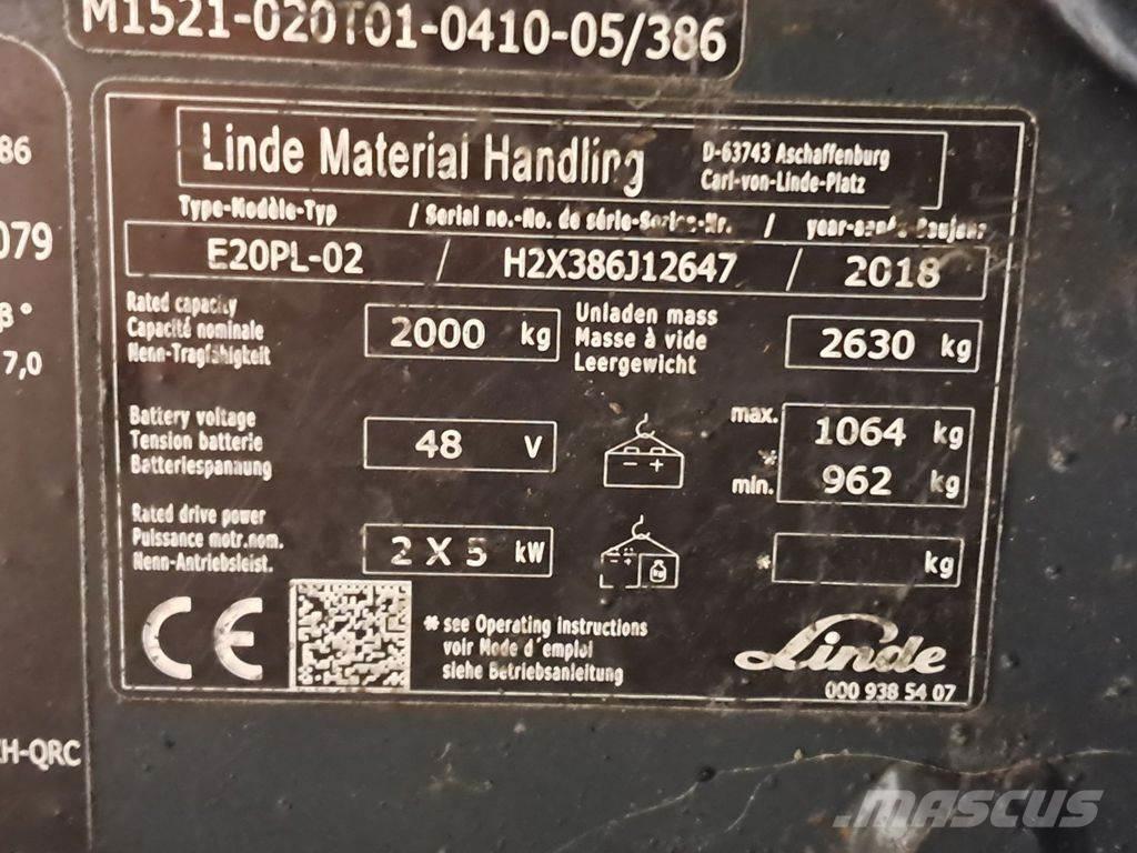 Linde E20PL-02 Електронавантажувачі
