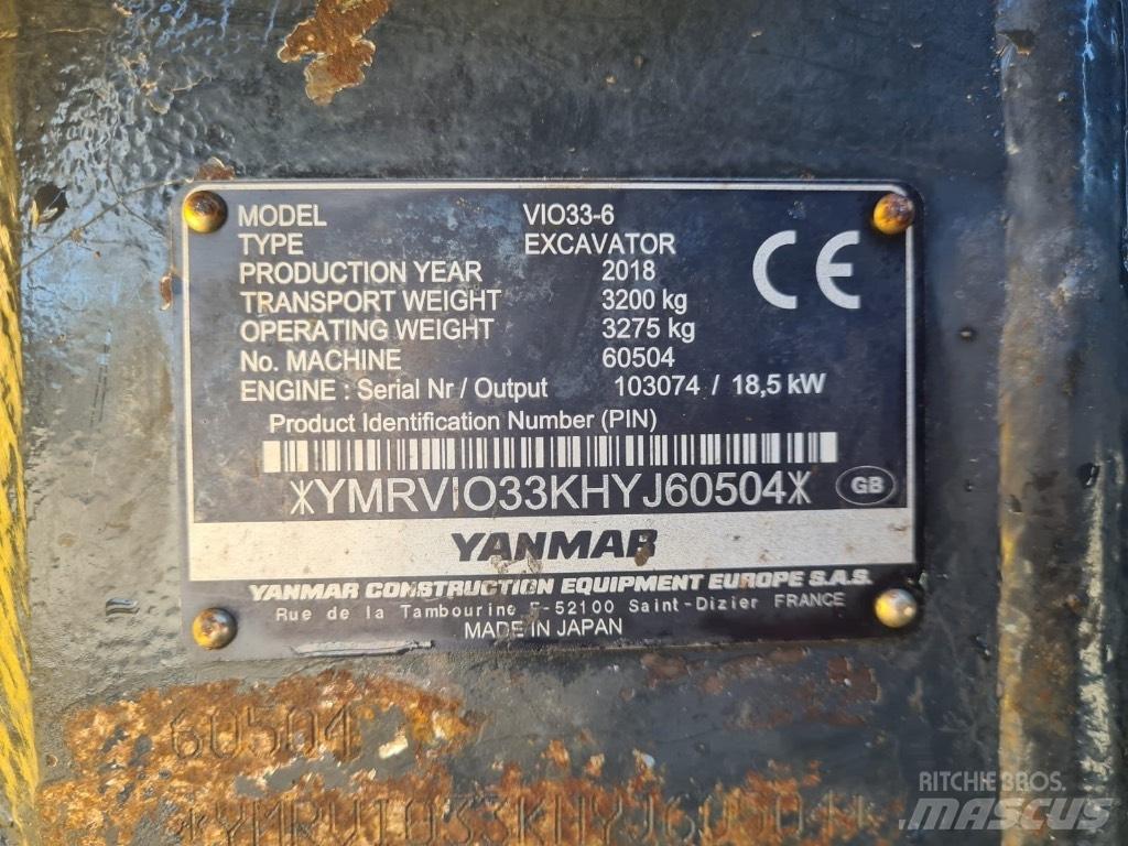 Yanmar VIO33-6 Міні-екскаватори < 7т