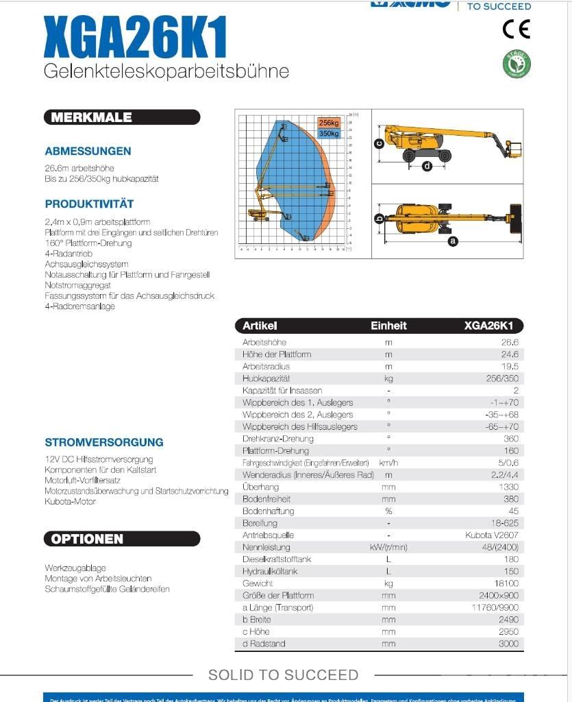 XCMG XGA26K1 Колінчаті підйомники