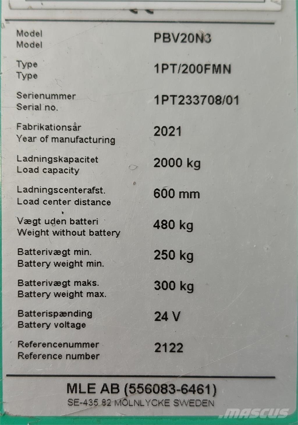 Mitsubishi PBV20N3 Візки із платформою для оператора