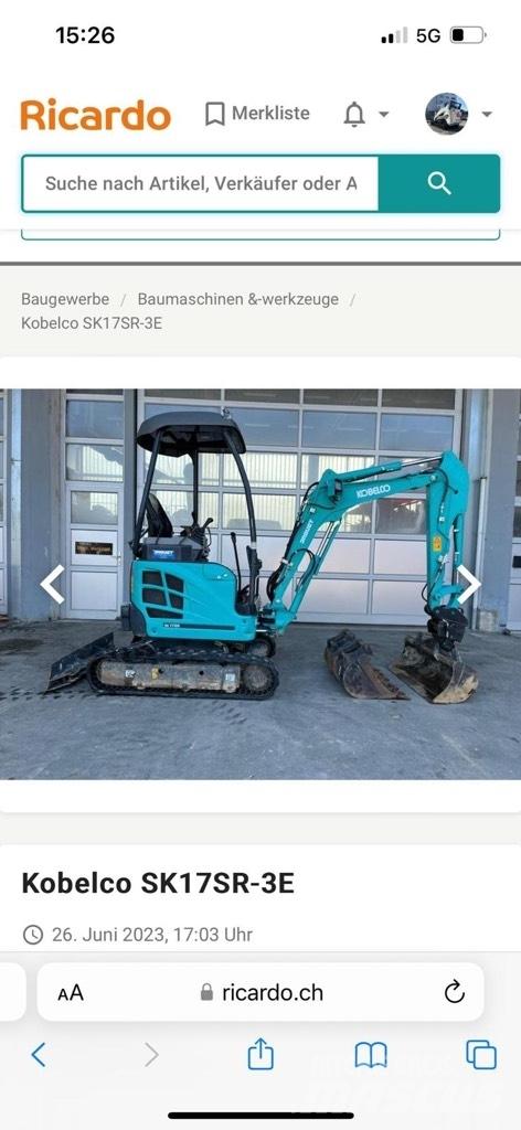 Kobelco SK17SR-3E Міні-екскаватори < 7т