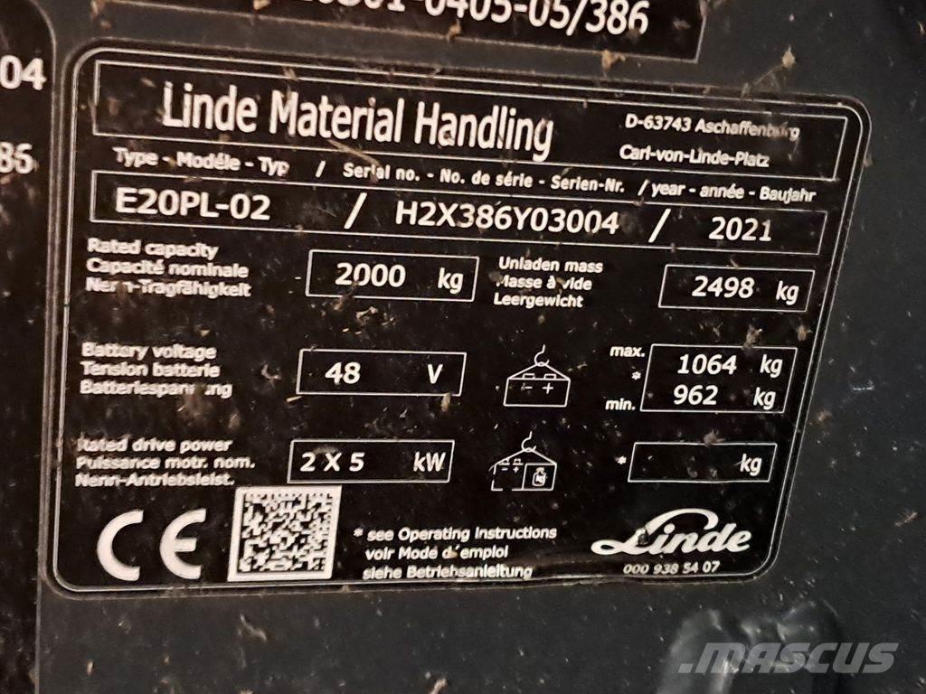 Linde E20PL-02 Електронавантажувачі