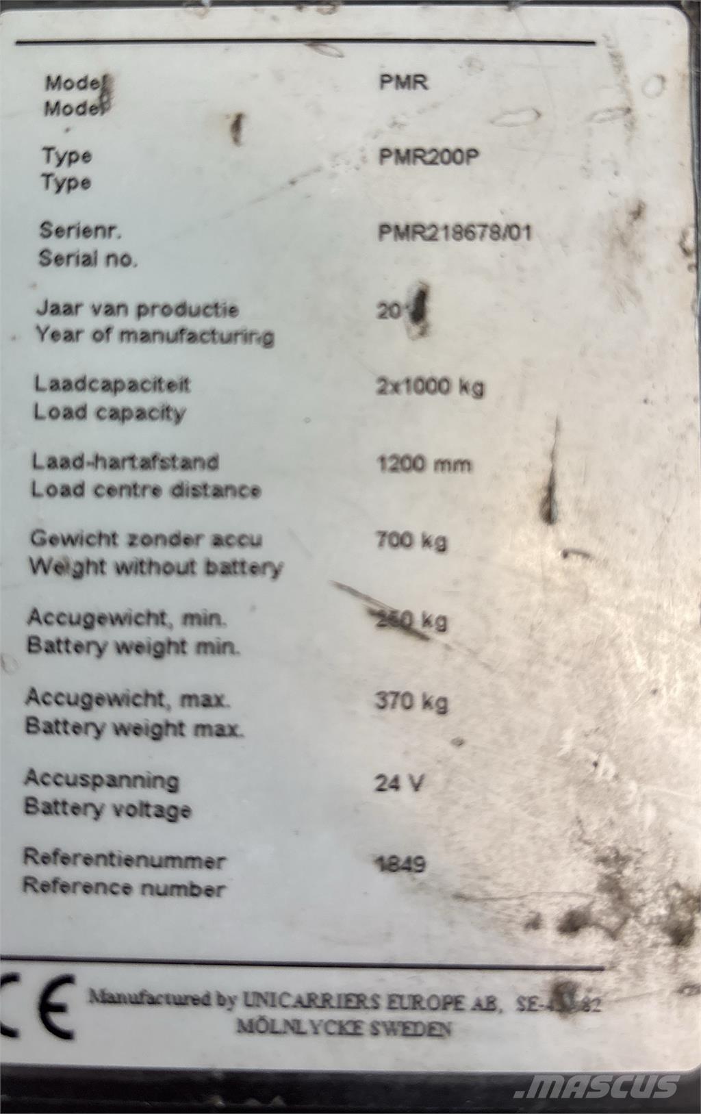 UniCarriers PMR200 Візки із платформою для оператора