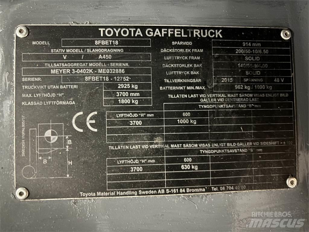 Toyota 8FBET18 Електронавантажувачі