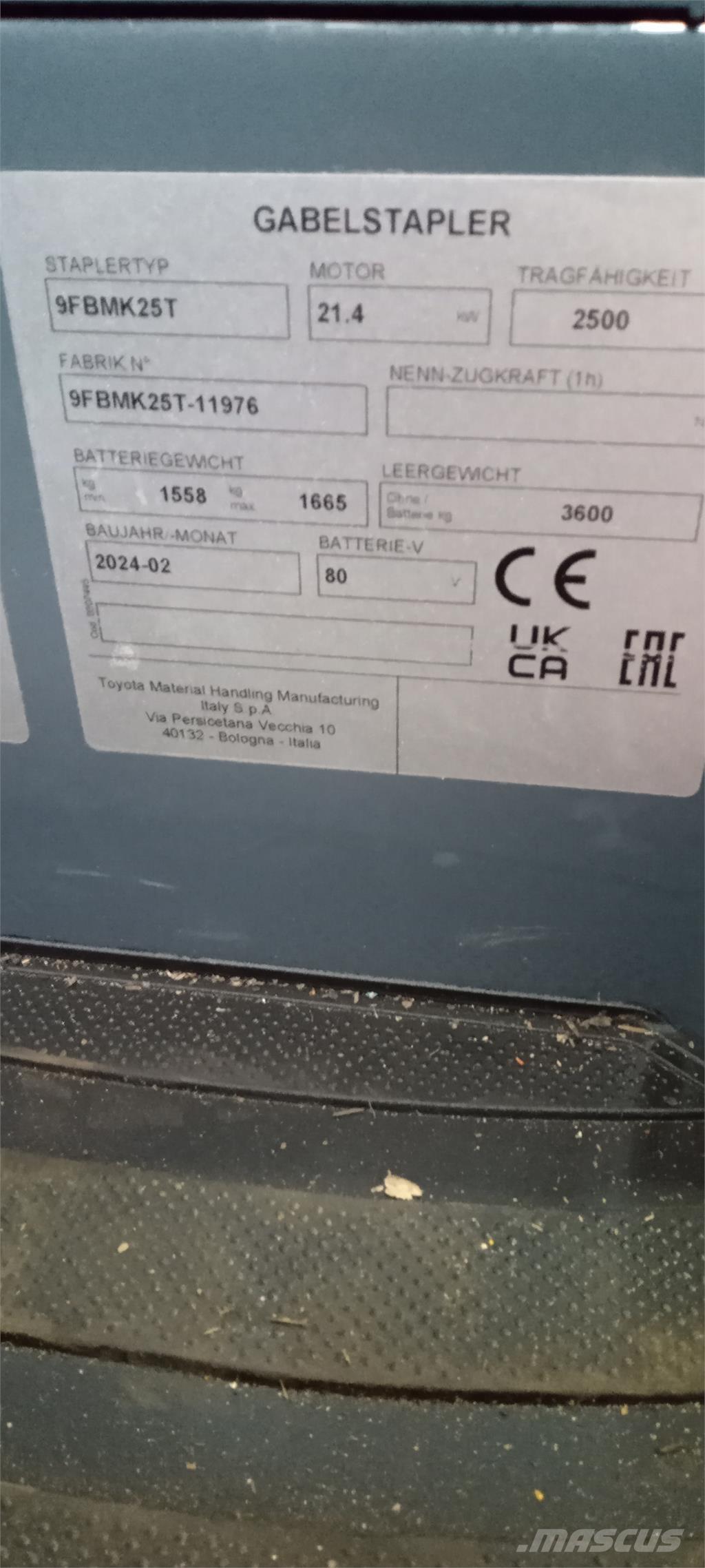 Toyota 9FBMK25T Електронавантажувачі