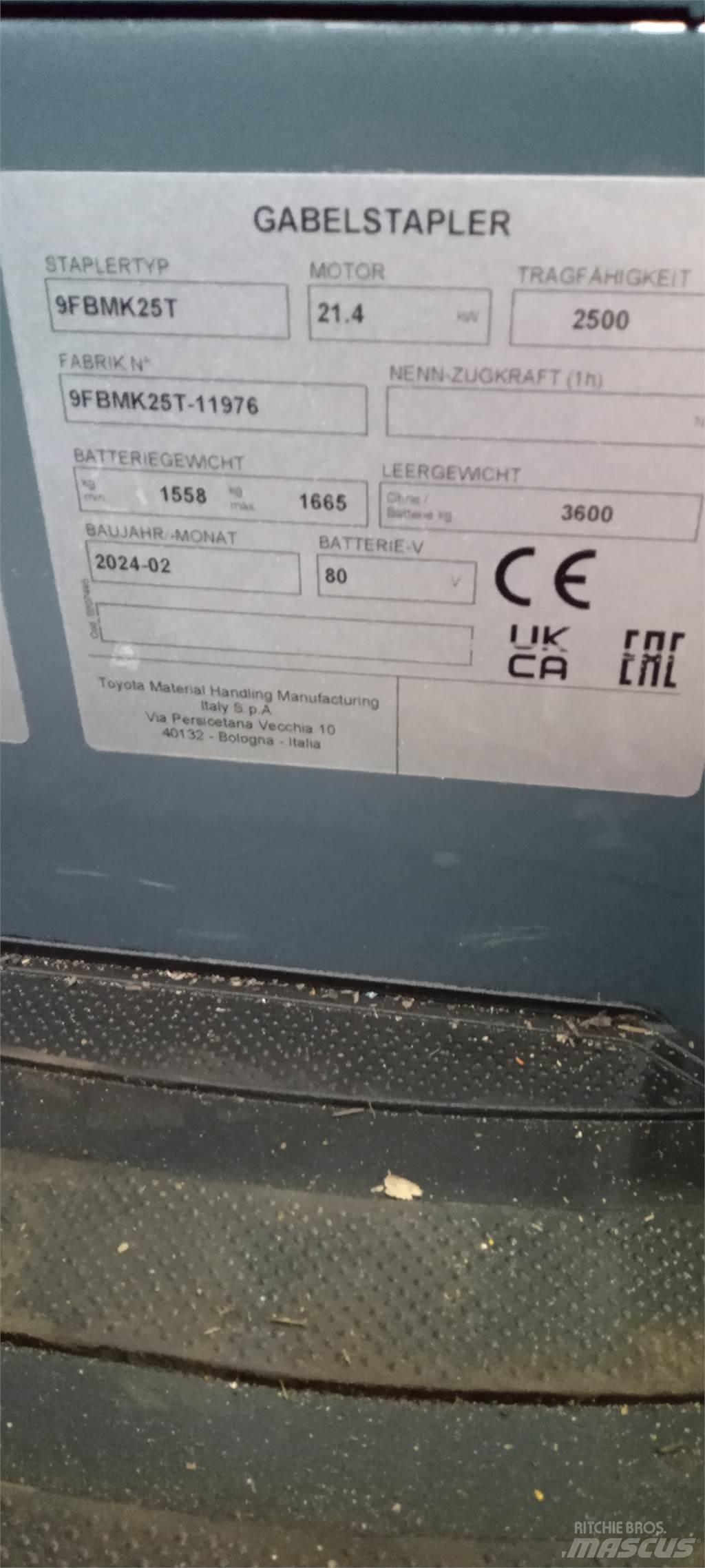 Toyota 9FBMK25T Електронавантажувачі