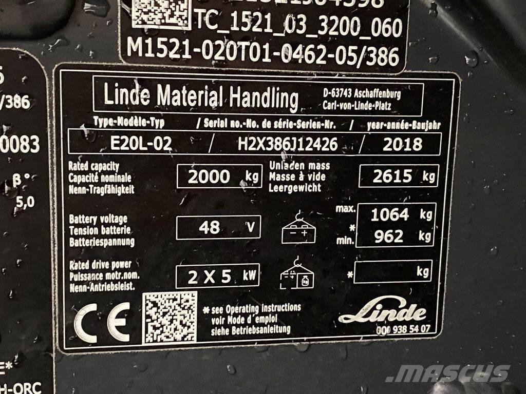 Linde E20L-02 Електронавантажувачі