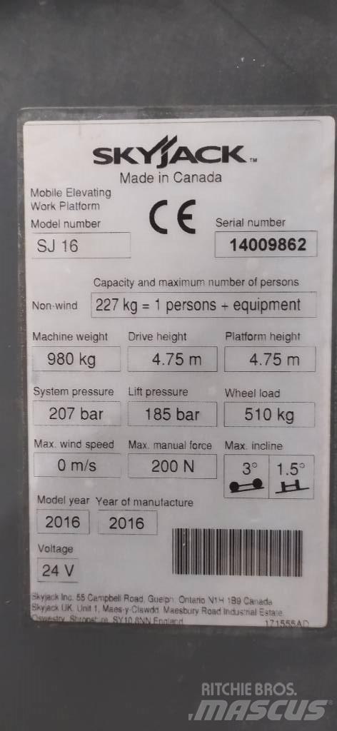 SkyJack SJ 16 Вертикальні щоглові підйомники