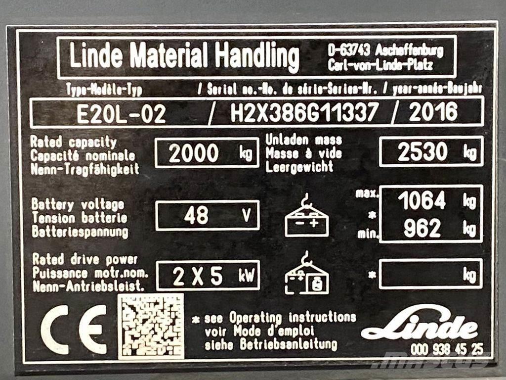 Linde E20L Електронавантажувачі