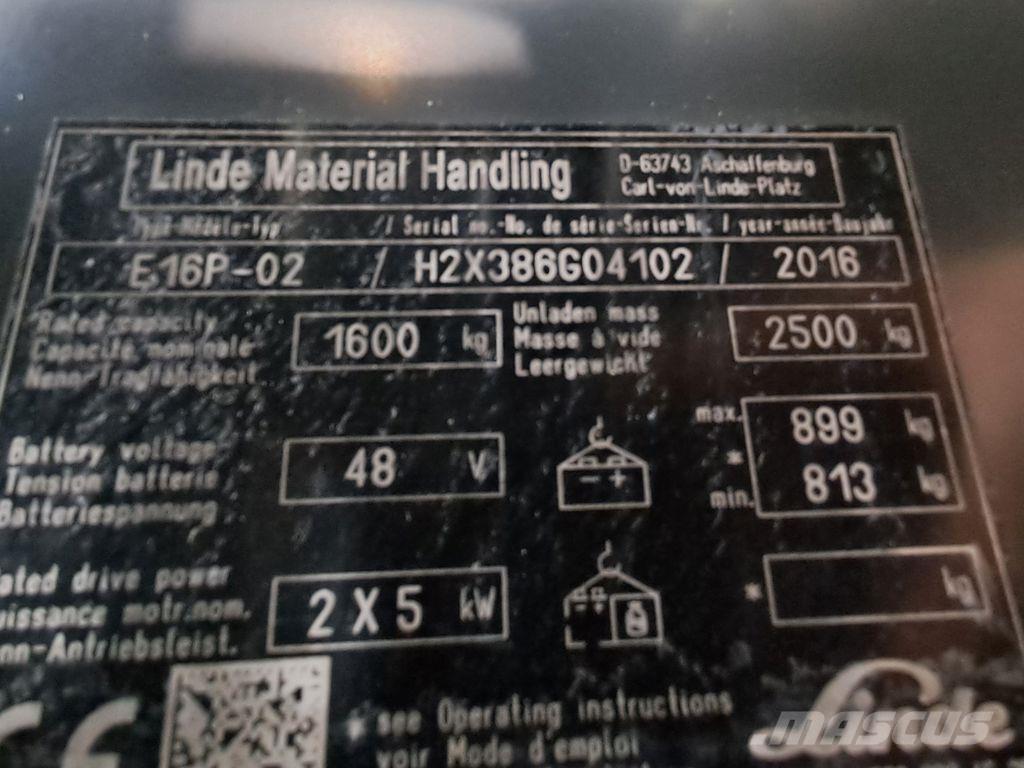 Linde E16P-02 Електронавантажувачі