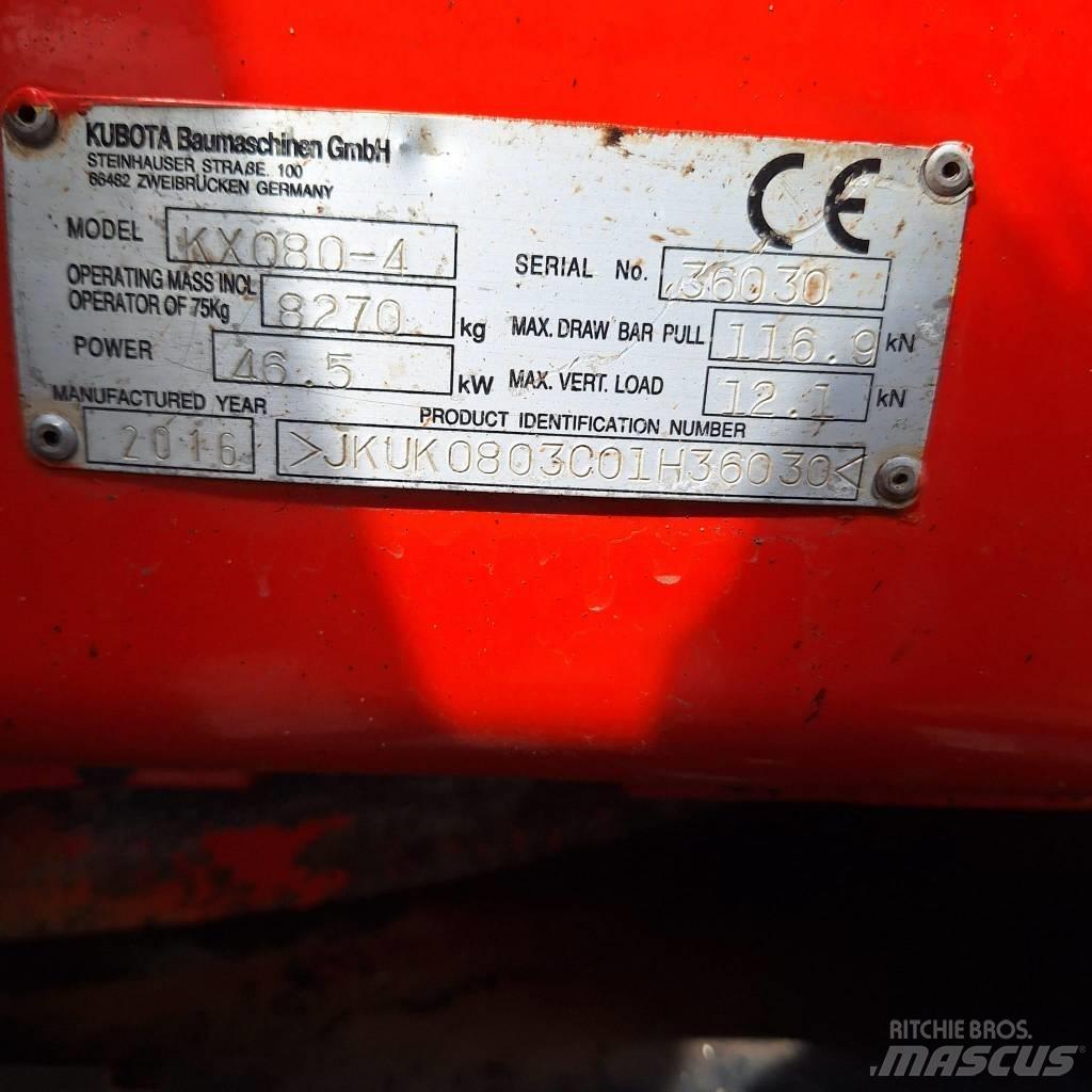 Kubota KX080-4 Середні екскаватори 7т. - 12т.