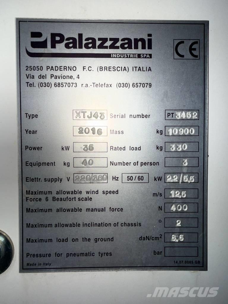 Palazzani XTJ 43 Телескопічні підйомники