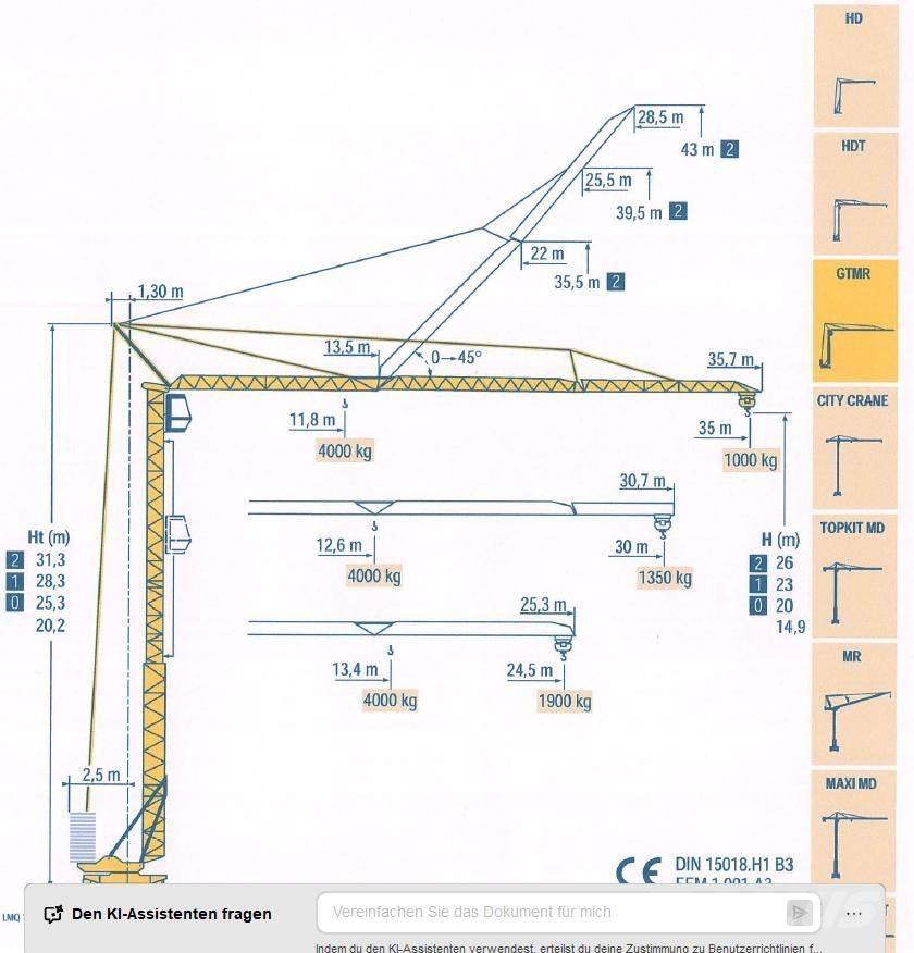 Potain GTMR 331 B Баштові крани