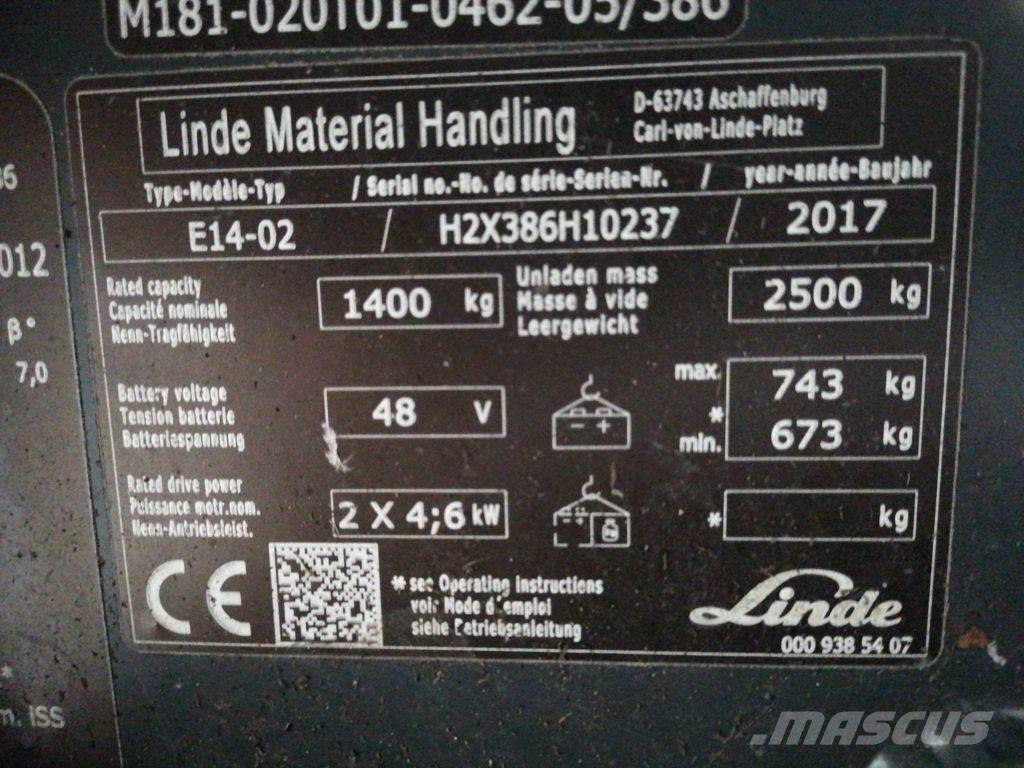 Linde E14-02 Електронавантажувачі