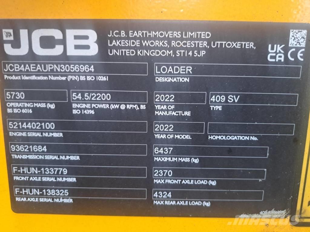JCB 409 Фронтальні навантажувачі