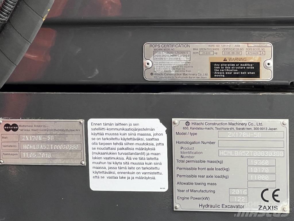 Hitachi ZX 170W-5B Колісні екскаватори