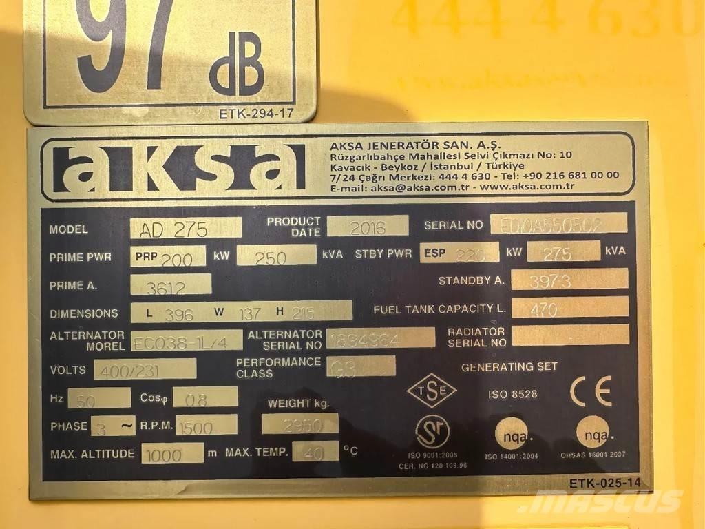 Doosan Aksa AD275 Інші генератори