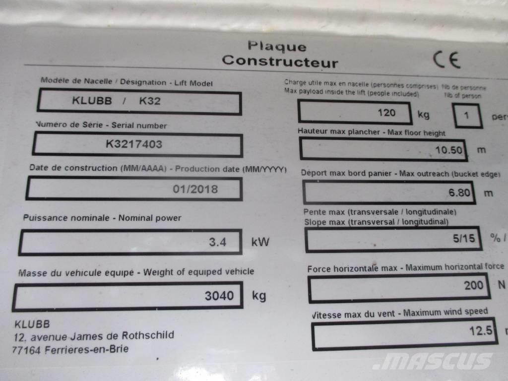 Klubb K32 Автовишки на базі вантажівки