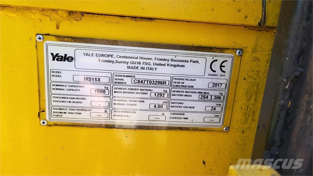 Yale MS15X 2017 Самохідні електроштабелери