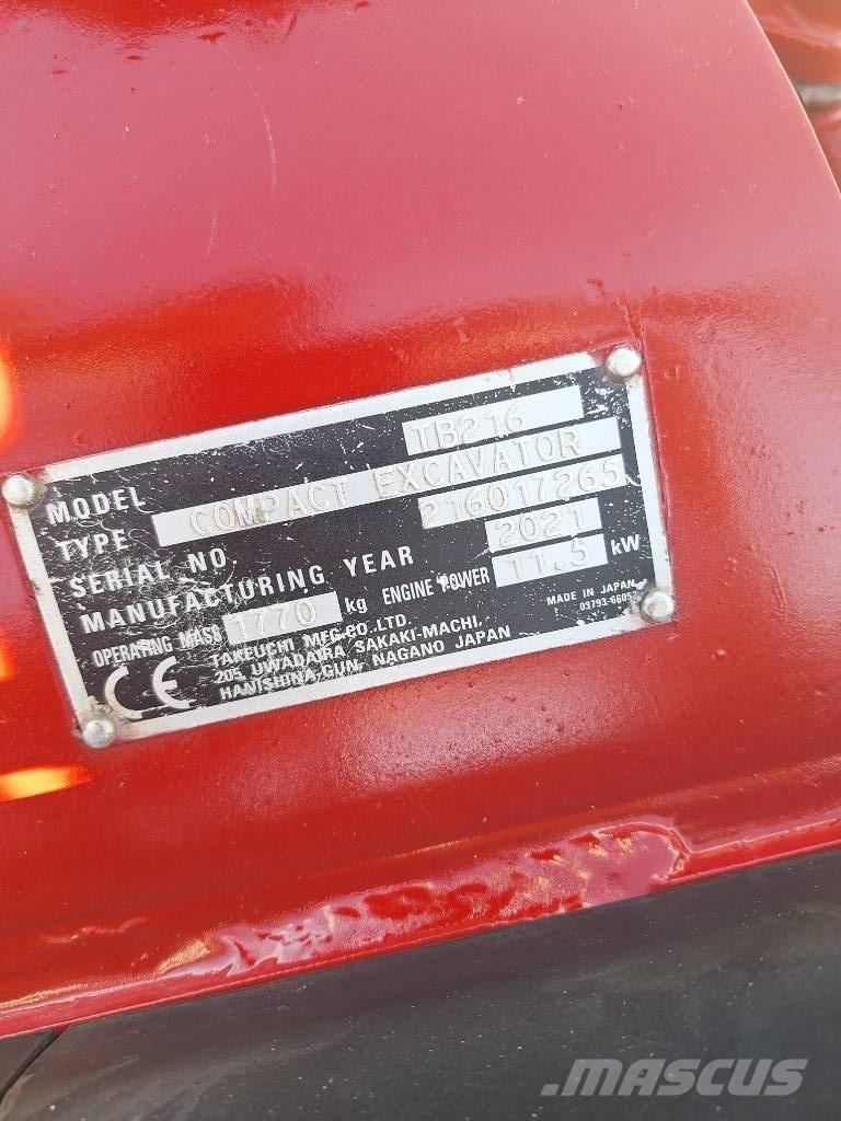 Takeuchi TB 216 Міні-екскаватори < 7т