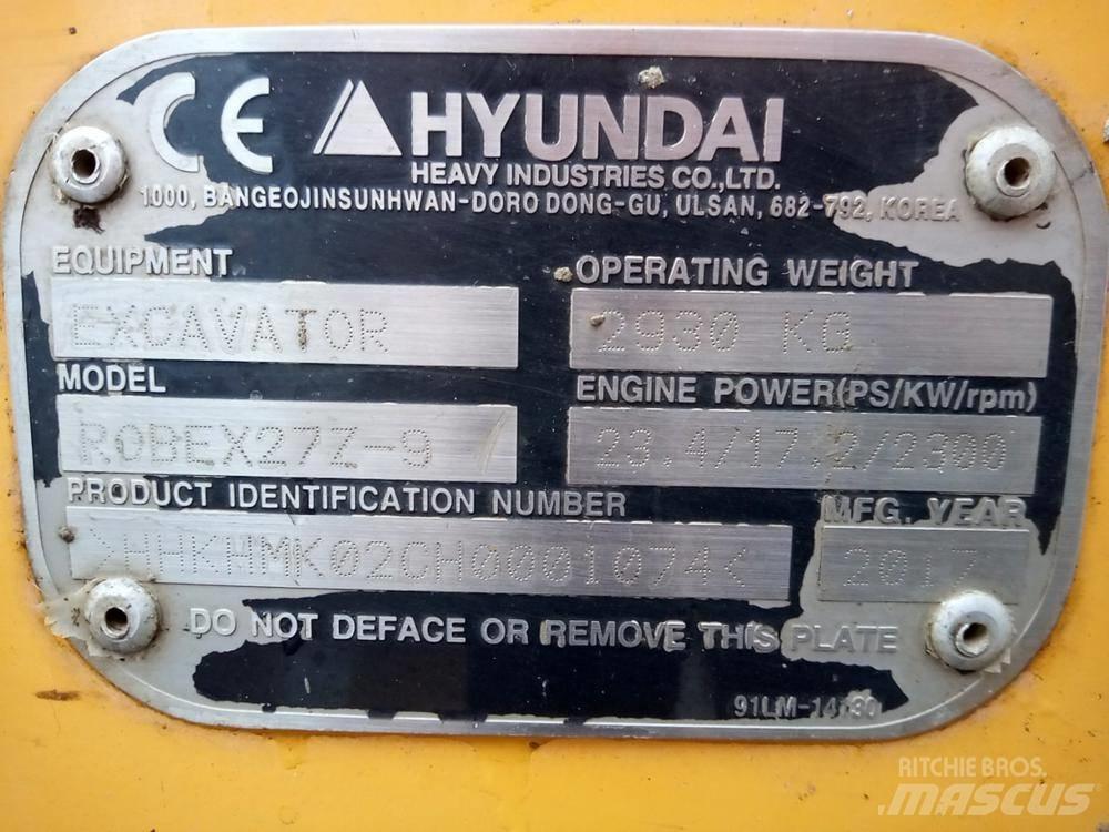 Hyundai Robex 27Z-9 Міні-екскаватори < 7т