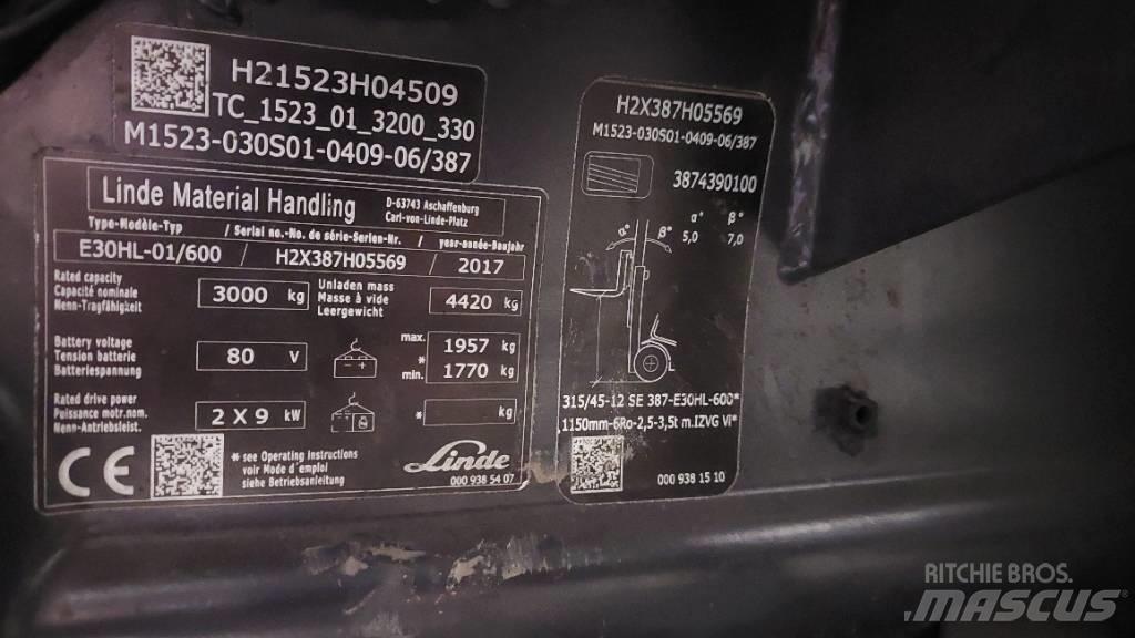 Linde E 30HL-01/600 Електронавантажувачі