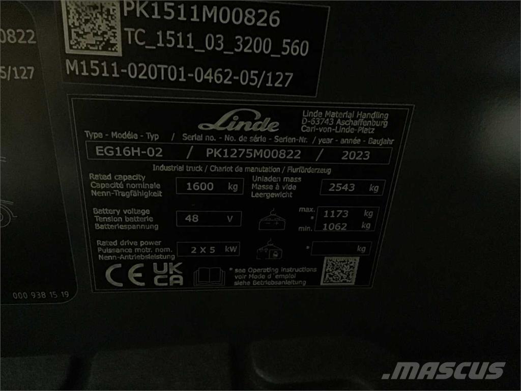 Linde EG16H Електронавантажувачі