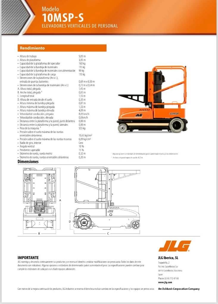 JLG 10 MSP Вертикальні щоглові підйомники