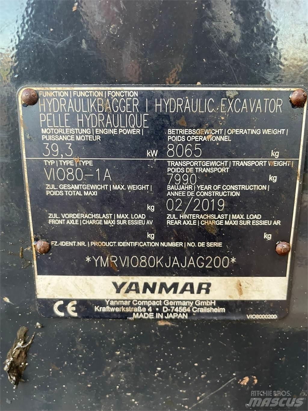 Yanmar Vio 80-1A Міні-екскаватори < 7т