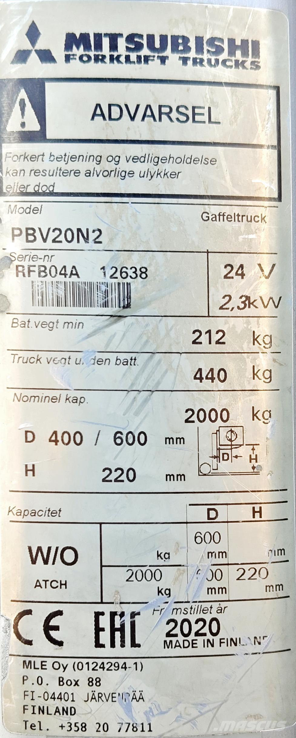 Mitsubishi PBV20N2 Візки із платформою для оператора