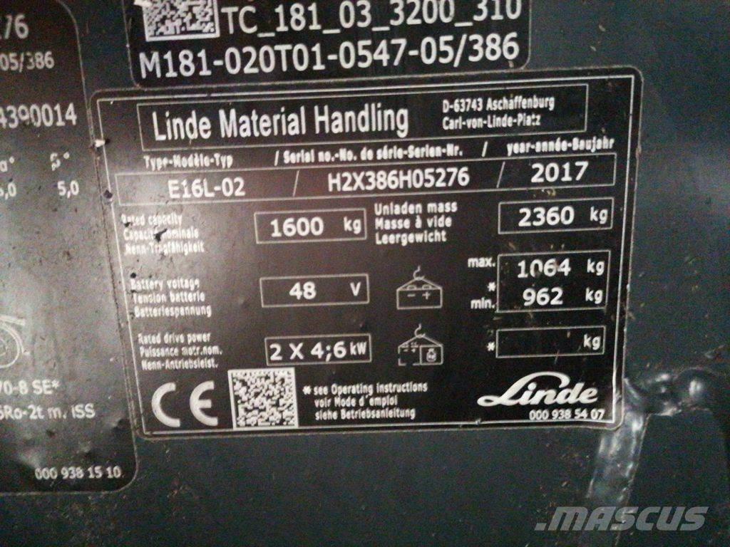 Linde E16L-02 Електронавантажувачі