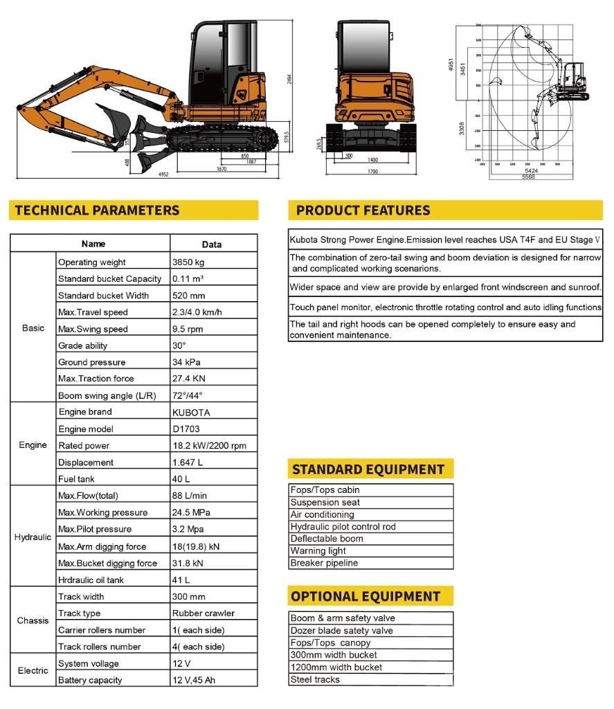 Lonking CDM6035 Міні-екскаватори < 7т