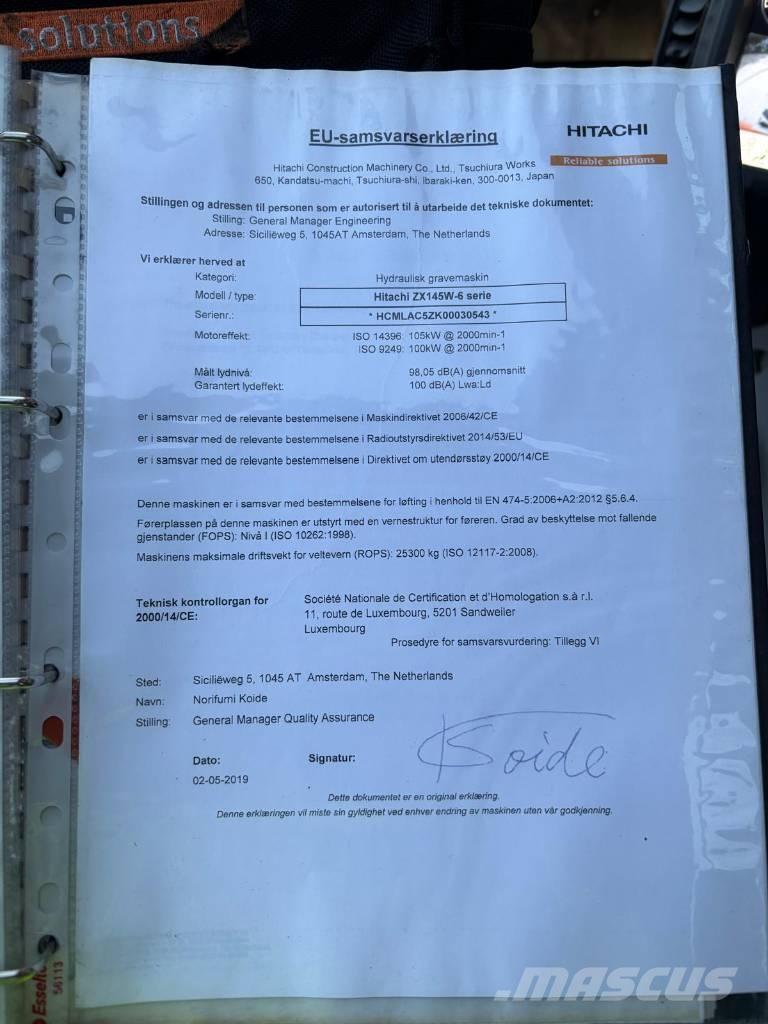 Hitachi ZX 145 W-6 Колісні екскаватори