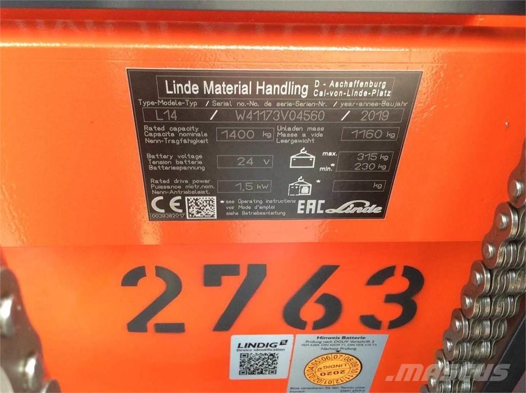 Linde L14I Самохідні електроштабелери