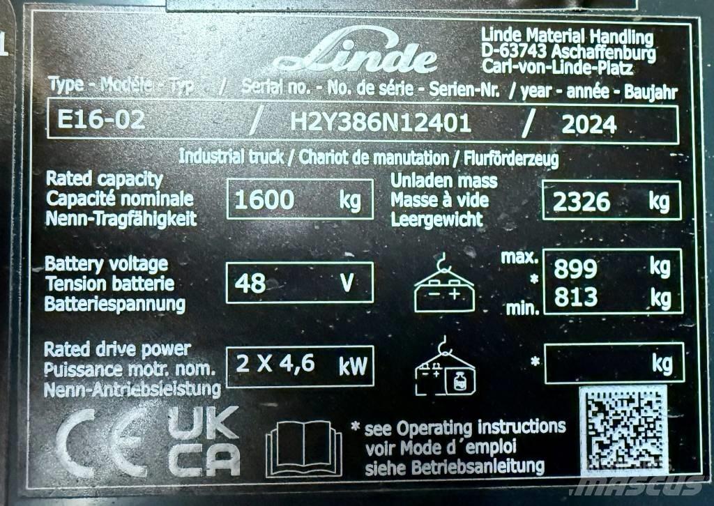 Linde E16/386-02 Електронавантажувачі