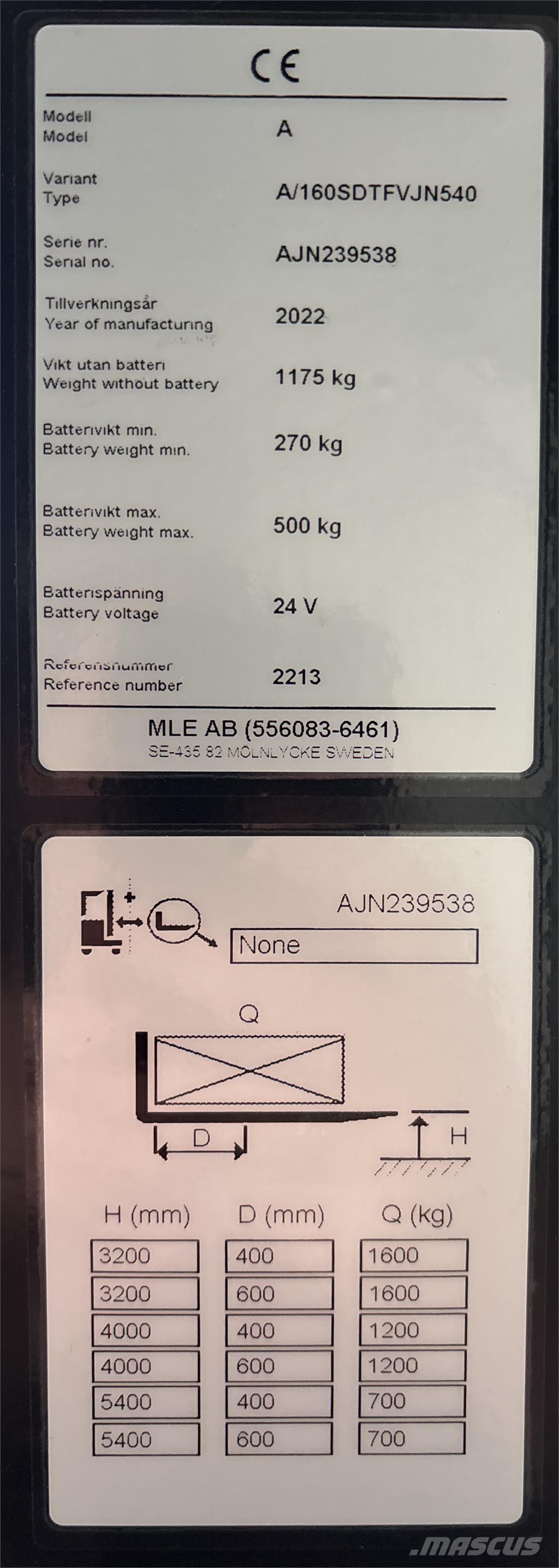 Atlet A160 Самохідні електроштабелери
