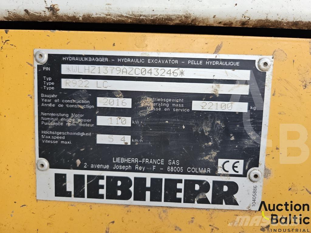 Liebherr R922 LC Гусеничні екскаватори
