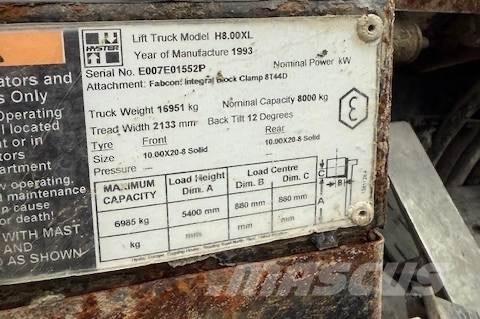 Hyster H 8.00 XL 5 Дизельні навантажувачі