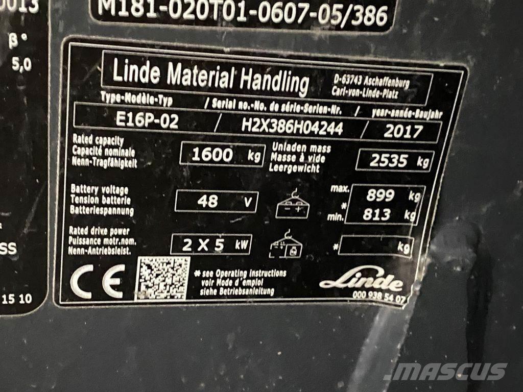 Linde E16P-02 Електронавантажувачі